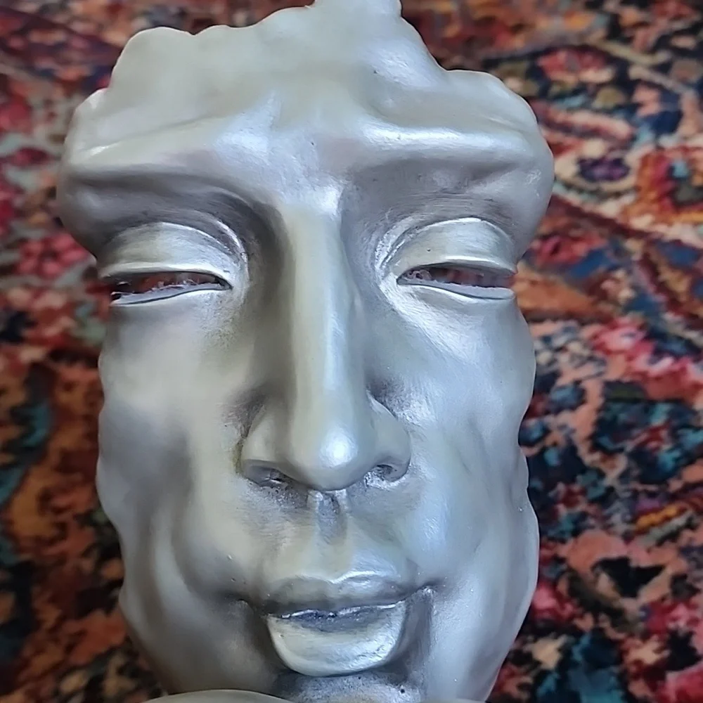Silver Abstract Face Sculpture - Picture 8 of 10